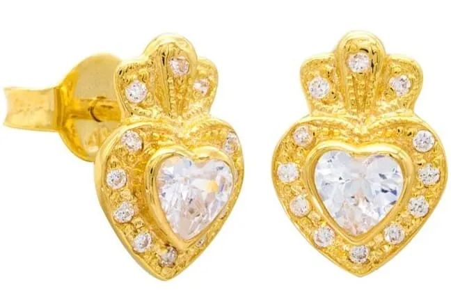 Bông tai vàng 18K hình trái tim đẹp